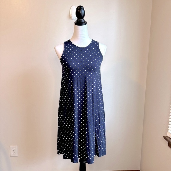 Old Navy Blue with White Polka Dots Sleeveless Swing Dress Size XS NWOT - Picture 2 of 10